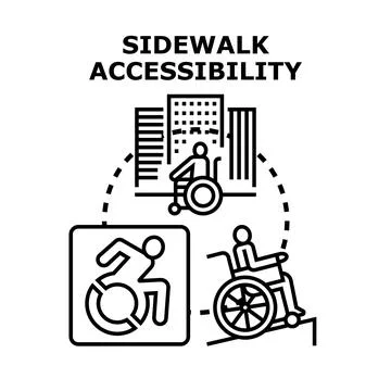Sidewalk accessibility concept facilitating urban mobility for disabled Stock Illustration