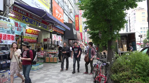 Sidewalk in Akihabara, Tokyo Stock Footage 39722328