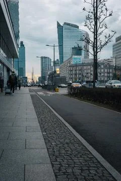 Sidewalk and bicycle path. Stock Photos