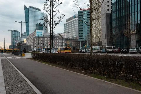 Sidewalk and bicycle path. Stock Photos