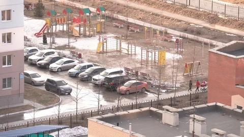 The sidewalk and Playground Stock Footage 88669966