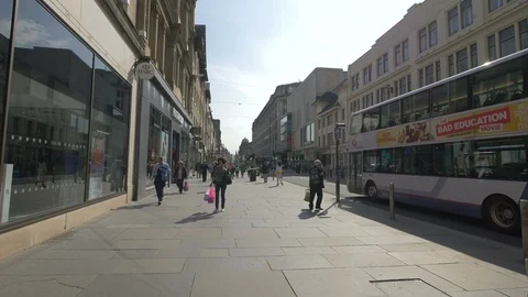 The sidewalk of Argyle Street in Glasgow Stock Footage 86540331