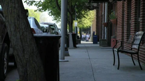Sidewalk bench 1 Stock Footage 697184