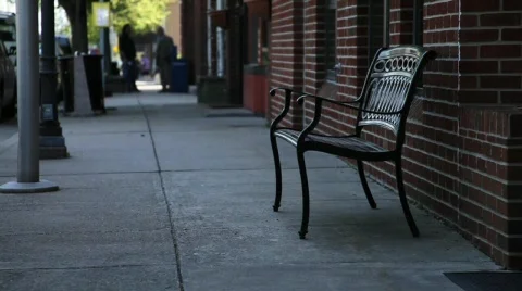 Sidewalk bench 3 Stock Footage 697165