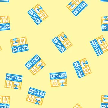 Sidewalk cafe street cafe vector seamless pattern 스톡 일러스트