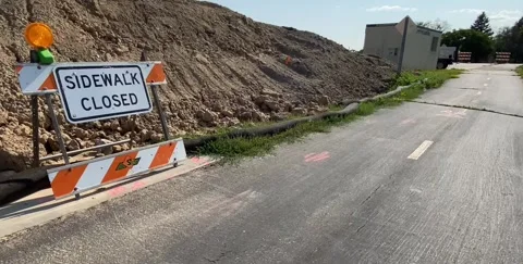 Sidewalk Closed due to Construction Stock Footage 246944821
