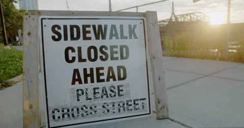 Sidewalk Closed Sign Stock Footage 242808793