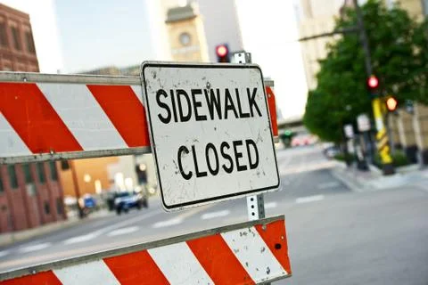 Sidewalk closed sign Stock Photos