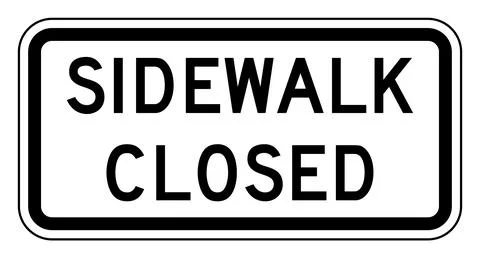Sidewalk closed sign, R9-9, US road sign Stock Illustration