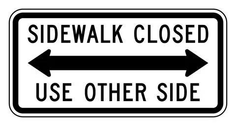 Sidewalk closed use other side sign, R9-10, US road sign Stock Illustration