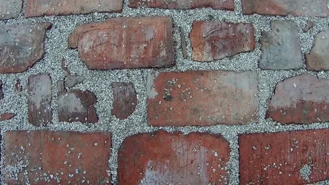 Sidewalk of cracked red brick Stock Footage 74388520