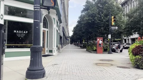 Sidewalk in the downtown area. Stock Footage 342586998