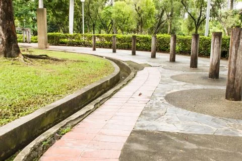 Sidewalk in garden Stock Photos
