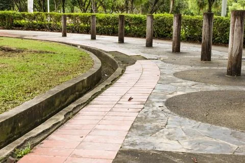 Sidewalk in garden Stock Photos