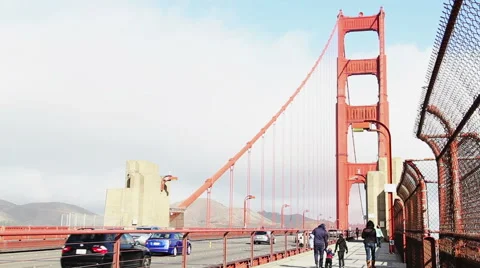 Sidewalk on Golden Gate Bridge Stock Footage 44235707