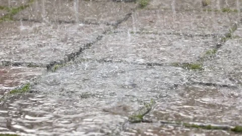 Sidewalk in heavy rain Stock Footage 82718629