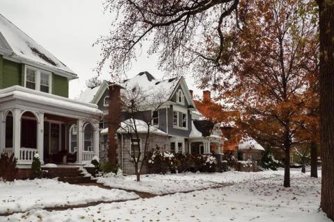 Sidewalk with homes Stock Photos