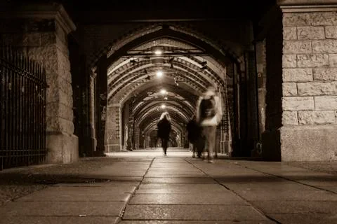Sidewalk at Night Stock Photos