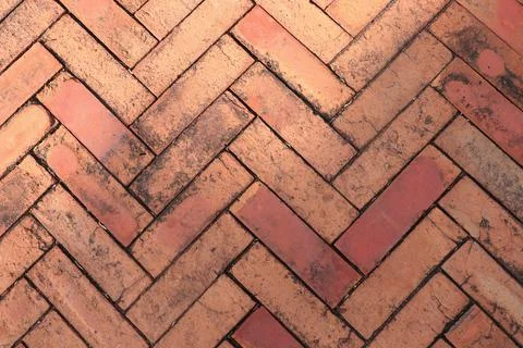 Sidewalk old bricks on the flooring background, dirty and old Stock Photos