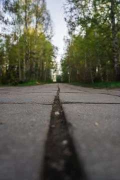 A sidewalk path in the forest of concrete slabs leads up Stock Photos