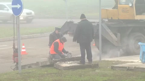 SIDEWALK REPAIR Stock Footage 8974460