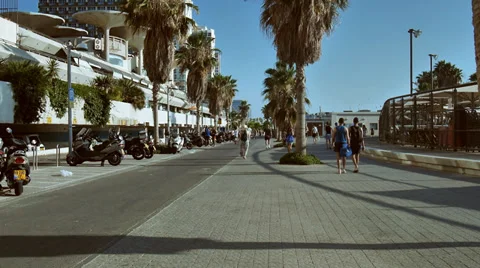 Sidewalk running summertime slow motion slow mo Stock Footage 39316199