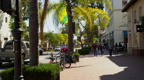 Sidewalk in Santa Barbara, CA Stock Footage 35200943