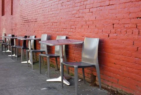 Sidewalk seating Stock Photos