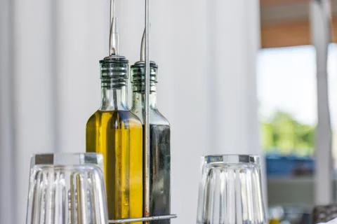 Sidewalk table café Stock Photos