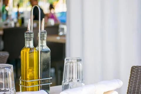 Sidewalk table café Stock Photos