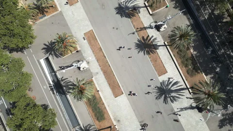 Sidewalk, top-down, Arc de Triomf, Barcelona, Spain - 01 Stock Footage 273408773