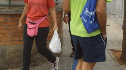 Sidewalk Traffic Stock Footage 56391693