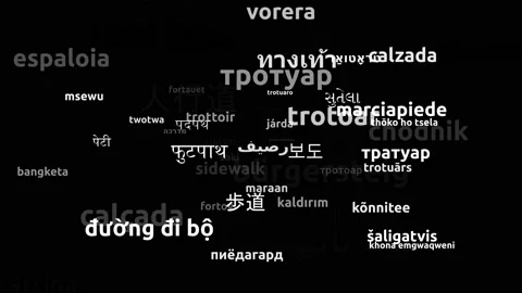 Sidewalk Translated in 57 Worldwide Languages Endless Looping 3d Zooming Word Video stock 145223281
