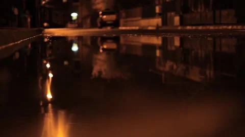 Sidewalk View Rainy Night Stock Footage 46126140
