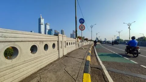 Sidewalks, pedestrian paths and special bicycle lanes in Cen Stock Photos