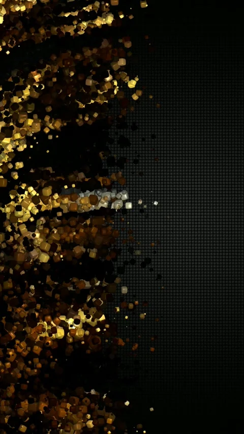 Sideward flow of glossy multicolored cubes across a deep dark textured field Stock Footage 322721542