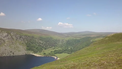 Sideway Flight Guinness Lake County Wicklow Drone Aerial Footage Ireland Stock Footage 92125649