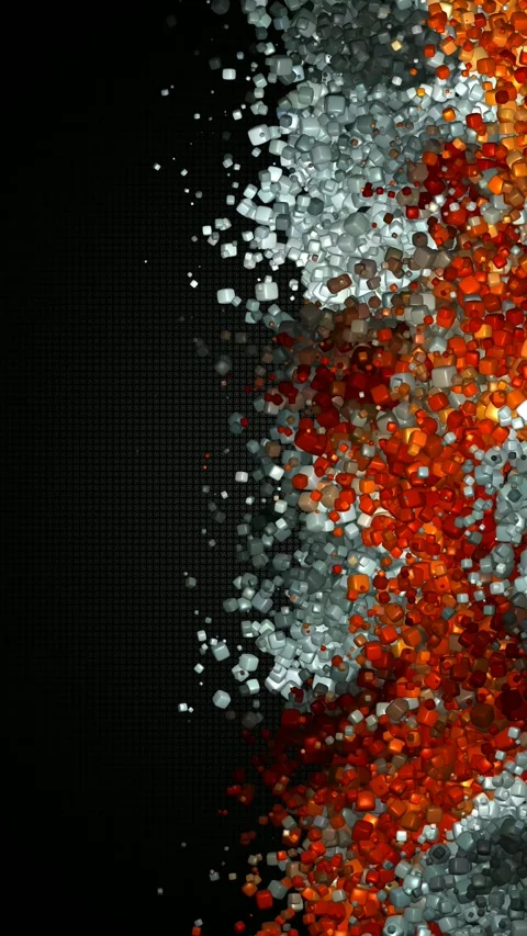 Sideway motion of glossy cubes traveling across a rich dark textured field Stock Footage 322721609