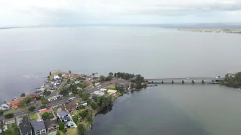 Sideways Aerial Drone Shot of Cloudy Day in Toukley, NSW. Stock Footage 303884047