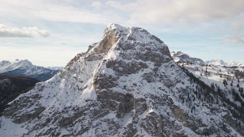 Sideways Aerial Flight Past Cima di Coldai and Monte Civetta Stock Footage 337022435
