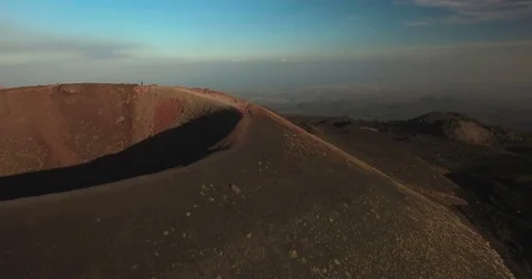 Sideways Aerial shot on Mount Etna Stock Footage 77099636
