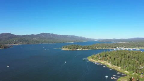 Sideways on a big blue lake Stock Footage 132928734