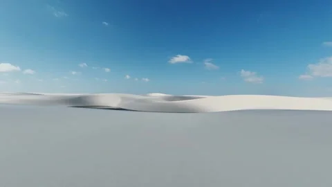 Sideways Camera Glide Across White Dune Ridges in Lençóis Maranhenses Stock Footage 342445087