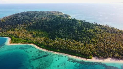 Sideways Drone Flight Toward Island with Counter Camera Move Stock Footage 323870362