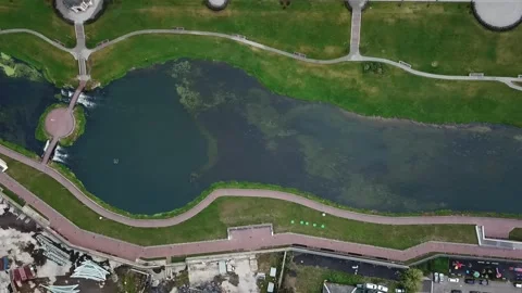 Sideways drone glide above river from top Stock-Footage 324633739