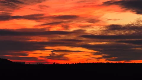 Sideways Flight Showing Dramatic Post-Sunset Sky Near Haigerloch Stock Footage 321428802