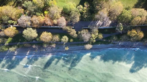 Sideways flyover the coast of Visby Stock Footage 300106136