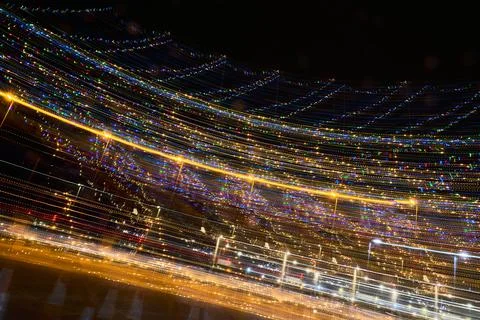 Sideways movement of bright abstract light and colour Stock Photos