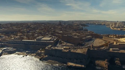 Sideways shot over Valletta, Malta Stock Footage 91093757