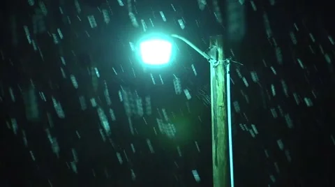 Sideways Snow at Street Light Stock Footage 47335106